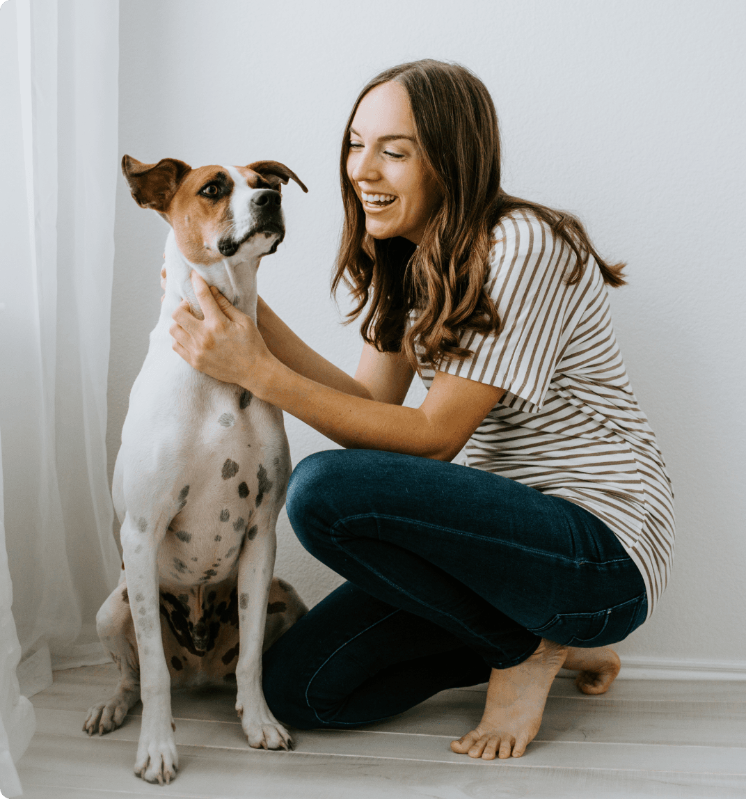 Happy woman with dog