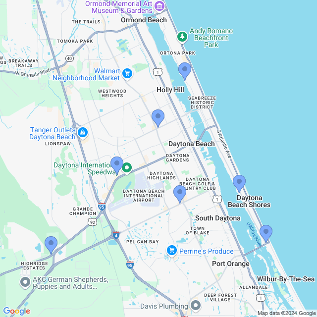 Map of veterinarians in Daytona Beach, FL