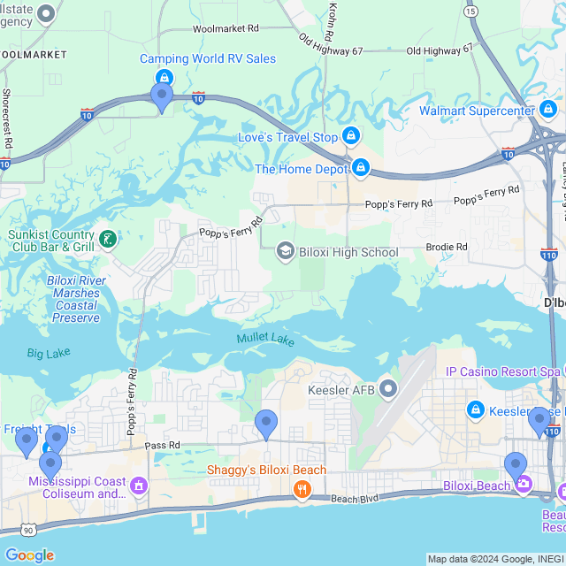 Map of veterinarians in Biloxi, MS