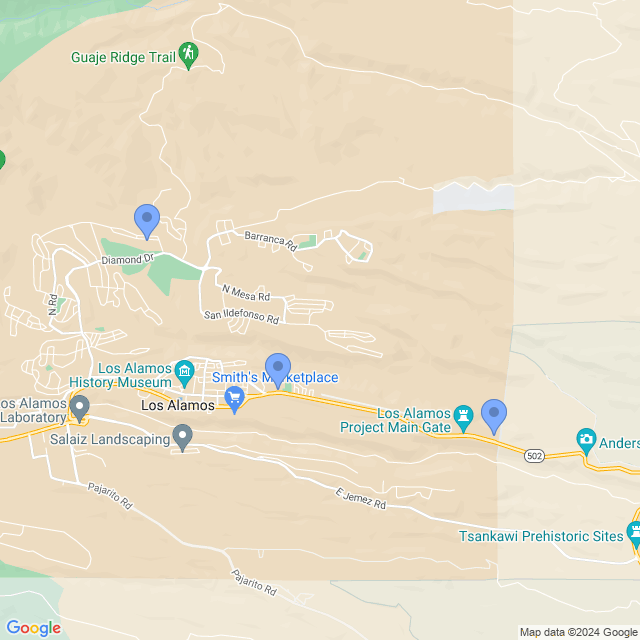 Map of veterinarians in Los Alamos, NM