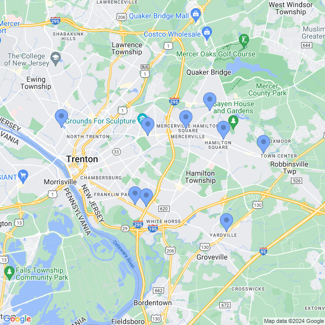 Map of veterinarians in Trenton, NJ