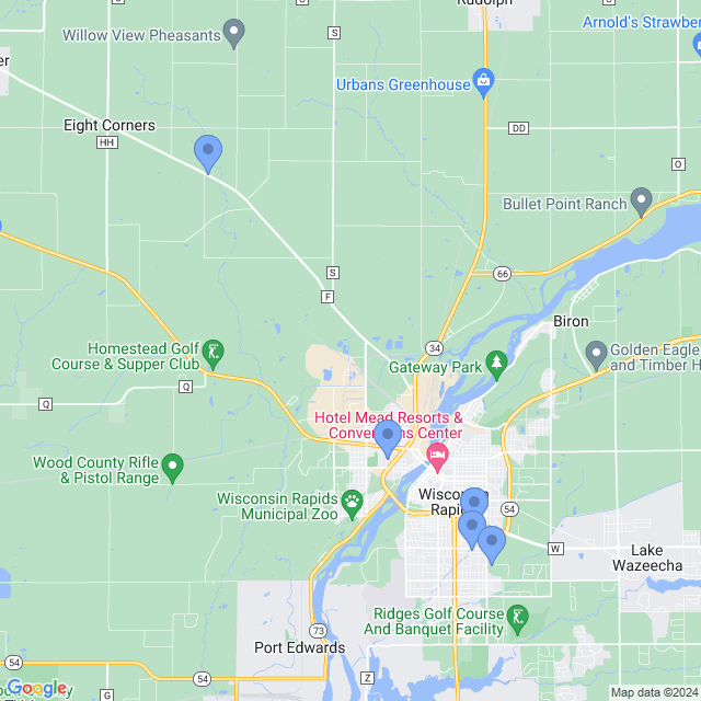 Map of veterinarians in Wisconsin Rapids, WI