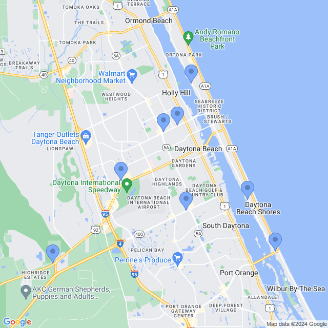 Map of veterinarians in Daytona Beach, FL