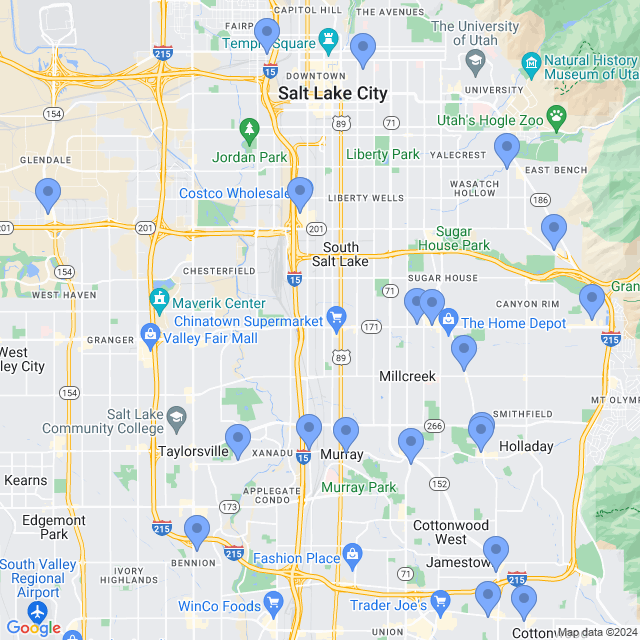 Map of veterinarians in Salt Lake City, UT