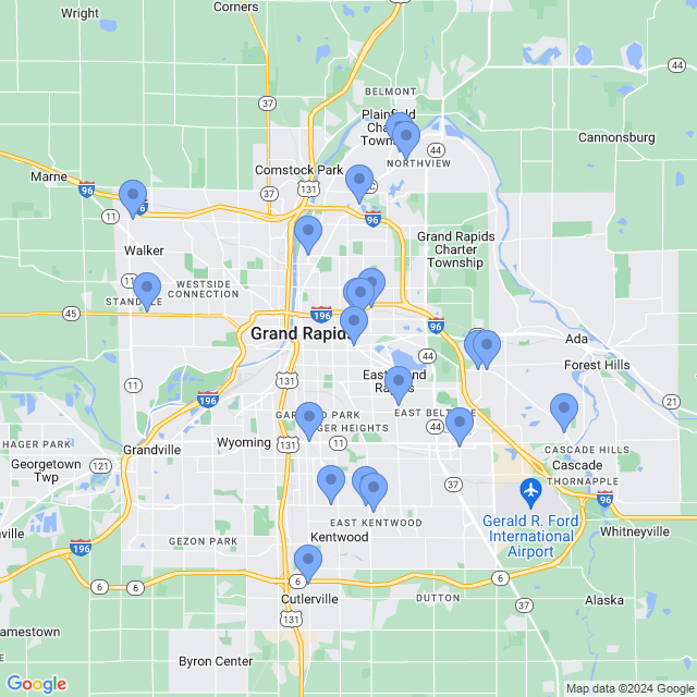 Map of veterinarians in Grand Rapids, MI